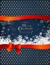 Merry Christmas with many snowflakes with dark blue background. Royalty Free Stock Photo