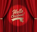 Merry Christmas with many snowflakes on red curtain background Royalty Free Stock Photo