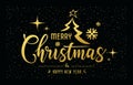 Merry Christmas message golden at star night background