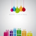 Merry Christmas minimalistic illustration card with decorations Royalty Free Stock Photo