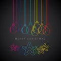 Merry Christmas minimalistic illustration card with decorations Royalty Free Stock Photo