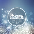 Merry Christmas - Modern Style Happy Holidays Greeting Card Design with Round Label, Sparkling Bright Blurred Background Royalty Free Stock Photo