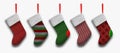 Merry Christmas. Multi-colored Christmas stockings on a light background Royalty Free Stock Photo
