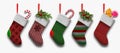 Merry Christmas. Multi-colored Christmas stockings on a light background Royalty Free Stock Photo