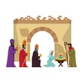 Merry christmas nativity christian cartoon Royalty Free Stock Photo