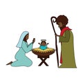 Merry christmas nativity christian cartoon Royalty Free Stock Photo