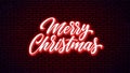 Merry Christmas neon hand drawn lettering