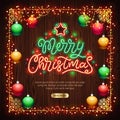 Merry Christmas Neon Sign with Colorful Lights on Wood