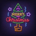 Merry christmas neon signboard