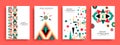 Merry Christmas and New Year abtract color geometric shape set card