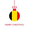 Merry Christmas and new year ball with Belgium flag. Belgian Flag Christmas Ornament.