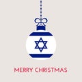 Merry Christmas and new year ball with Israel flag. Christmas Ornament. Royalty Free Stock Photo