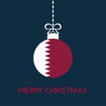 Merry Christmas and new year ball with Qatar flag. Christmas Ornament. Royalty Free Stock Photo