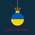 Merry Christmas and new year ball with Ukraine flag. Christmas Ornament. Royalty Free Stock Photo