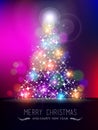 Merry christmas new year bokeh light blur pinetree Royalty Free Stock Photo
