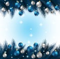 Merry Christmas,New year card and glitter decoration. blue and white background with christmas Royalty Free Stock Photo