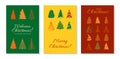 Merry Christmas New Year cover postcard with tree xmas traditional symbol pine invitation design set