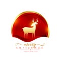 merry christmas and new year eve background with golden reindeer