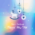 Merry Christmas, New year greeting card. Decorative abstract background.