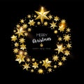 Christmas and New Year gold star holiday wreath Royalty Free Stock Photo