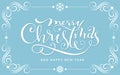 Merry Christmas New Year hand lettering Xmas card Royalty Free Stock Photo