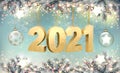 Merry Christmas and New Year Holiday background with 2021 Royalty Free Stock Photo