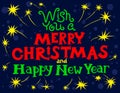 Merry Christmas and New Year lettering. Royalty Free Stock Photo