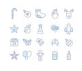 Merry christmas, New Year line winter decoration icons symbols.