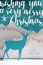 Merry christmas new year 2016 paper craft art card Royalty Free Stock Photo