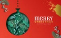 Merry Christmas and New Year paper cut bauble card Royalty Free Stock Photo