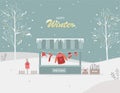 Merry Christmas and New Year posters with winter clothes hanging in the shop,Greeting cards,cute design ,templates, invitation,bac