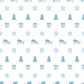 Merry Christmas New Year seamless pattern with snowflakes christmas tree deer. Holiday trendy background. Xmas winter Royalty Free Stock Photo