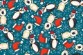 Merry Christmas and New Year seamless pattern. Royalty Free Stock Photo