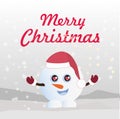 Merry Christmas and New Year vector card.Merry Christmas vector card with funny Snowman.