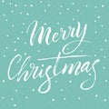 Merry Christmas nice card with snowflakes. Traditional xmas holiday greeting poster. Modern lettering party invitation. Vector Royalty Free Stock Photo