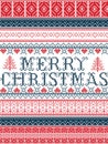 Merry Christmas Nordic style vector seamless Christmas patterns inspired by Scandinavian Christmas, festive winter in stitch Royalty Free Stock Photo
