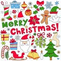 Merry Christmas Notebook Doodles Royalty Free Stock Photo