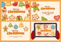 Merry Christmas oatmeal cookie banner set vector illustration traditional winter holiday dessert