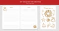 Before Merry Christmas organizer, planner, notepad, diary with vector hand drawn illustrations and handwritten