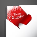 Merry Christmas paper corner cut out with snowflakes uncovered. Royalty Free Stock Photo