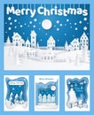 Merry Christmas Paper Cut Silhouettes Cards Set