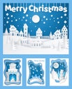 Merry Christmas Paper Cut Silhouettes Cards Set