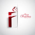 Merry Christmas Papercut gift box, Simple card for christmas, vector