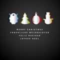 Merry Christmas papercut set, Realistic origami set, christmas t Royalty Free Stock Photo