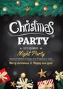 Merry christmas party gift box and tree on black background invitation theme concept. Happy holiday greeting banner and card Royalty Free Stock Photo