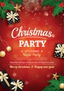 Merry christmas party and gift box on wooden background invitation theme concept. Happy holiday greeting banner and card design Royalty Free Stock Photo