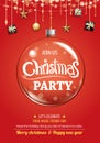 Merry christmas party and glass ball for flyer brochure design o Royalty Free Stock Photo