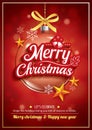 Merry christmas party and glass ball for flyer brochure design o Royalty Free Stock Photo