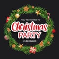 Merry christmas party invitation card banner template background. Xmas pine fir lush tree