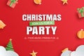 Merry christmas party invitation card in paper art template Royalty Free Stock Photo